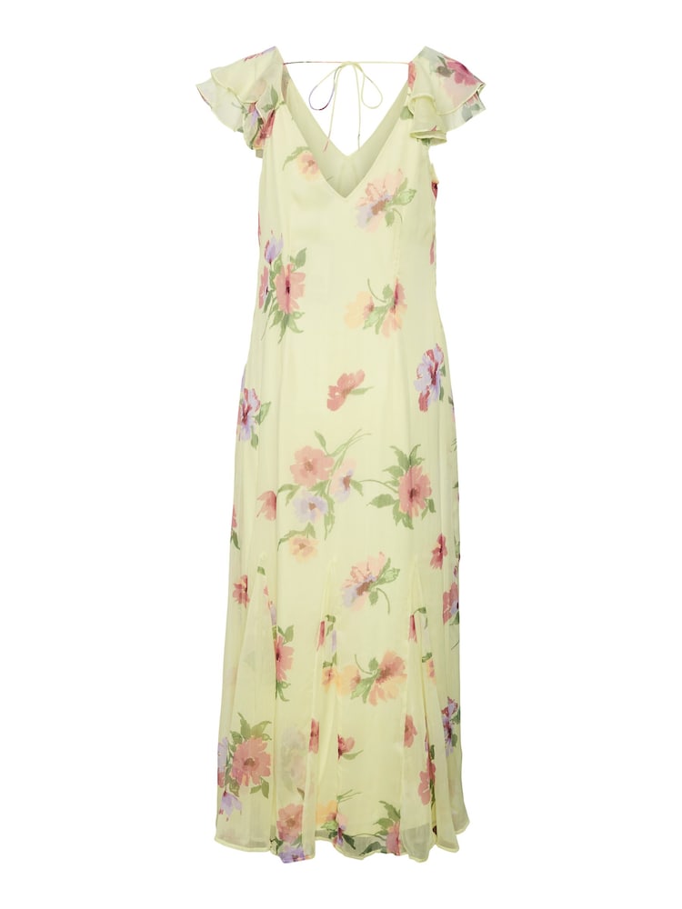 VERO MODA Green Floral Print Ruffle Sleeve Maxi Dress - Image 7 of 7