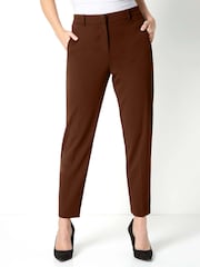 Roman Brown Short Straight Leg Stretch Trousers - Image 1 of 5