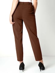 Roman Brown Short Straight Leg Stretch Trousers - Image 3 of 5