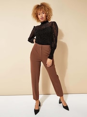 Roman Brown Short Straight Leg Stretch Trousers - Image 4 of 5