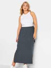 Yours Curve Grey Maxi Cargo Skirt - Image 2 of 4