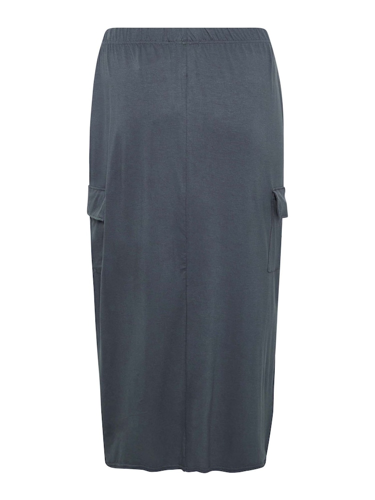Yours Curve Grey Maxi Cargo Skirt - Image 4 of 4