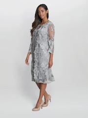 Gina Bacconi Grey Savoy Embroidered Lace Mock Jacket With Jersey Dress - Image 3 of 4