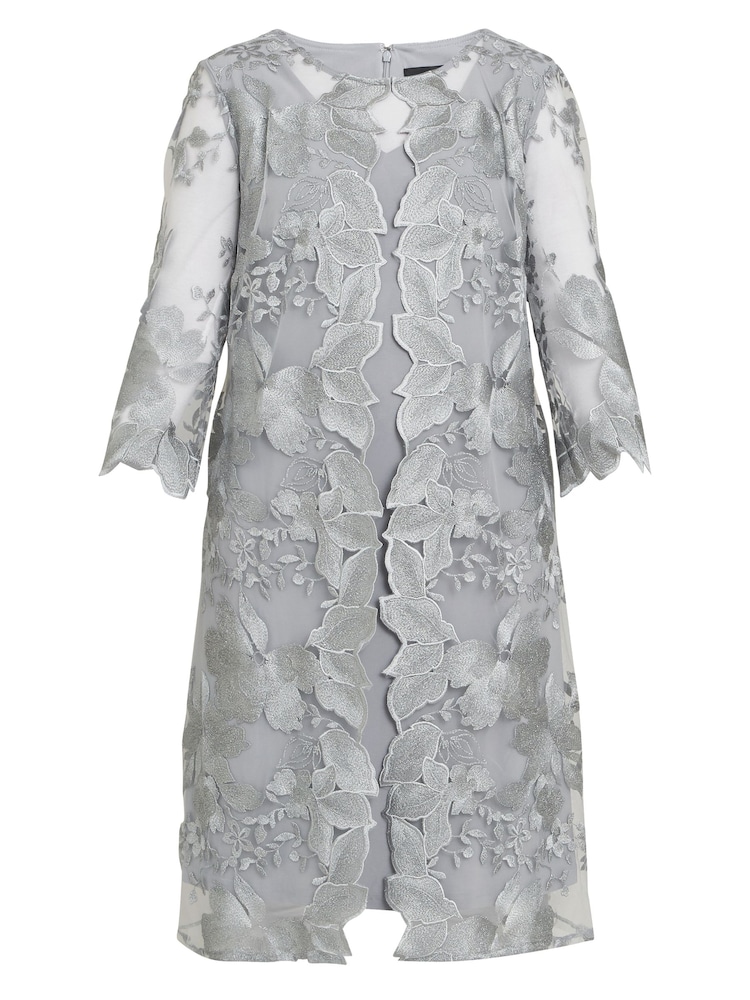 Gina Bacconi Savoy Jerseykleid mit Oberlage aus bestickter Spitze, Grau - Bild 4 von 4 Gina Bacconi Savoy Jerseykleid mit Oberlage aus bestickter Spitze, Grau - Bild 4 von 4