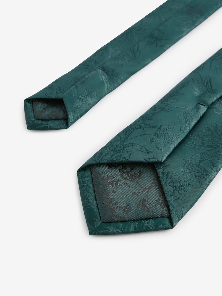 Forest Green Slim Tie And Pocket Square Set - Image 3 of 5