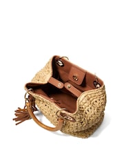 Dune London Natural Deltaz Wooden Handle Raffia Grab Bag - Image 6 of 7