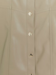 River Island Cream Girls Seamed Faux Leather Shirt Dress - Image 3 of 3