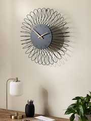 Black 3D Wire Frame Wall Clock - Image 1 of 5