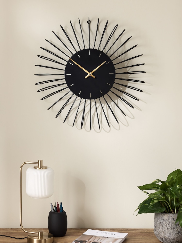 Black 3D Wire Frame Wall Clock - Image 2 of 5