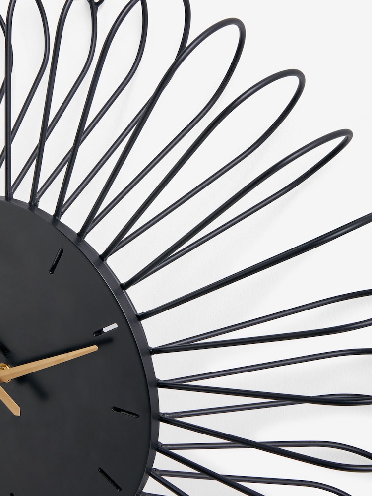 Black 3D Wire Frame Wall Clock - Image 5 of 5