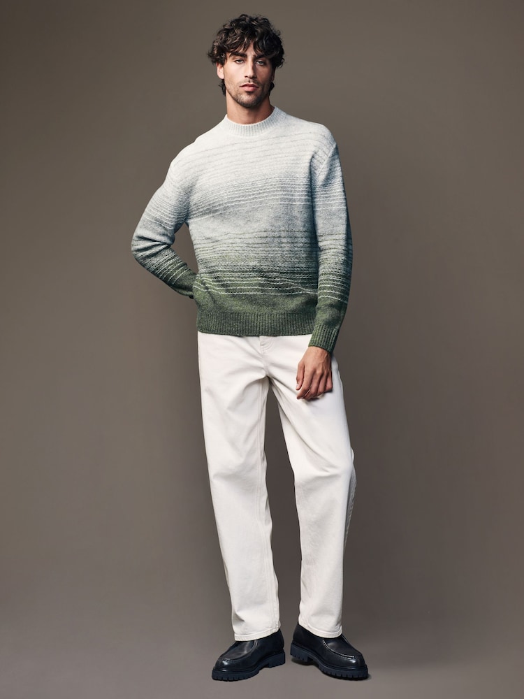 Зеленый - Regular Fit Ombré Crew Jumper with Wool - Image 2 of 7 Зеленый - Regular Fit Ombré Crew Jumper with Wool - Image 2 of 7