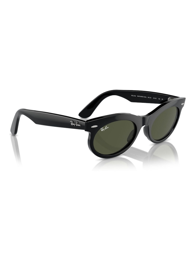 Rayban Wayfarer Oval Rb2242 Oval Black Sunglasses - Image 3 of 8