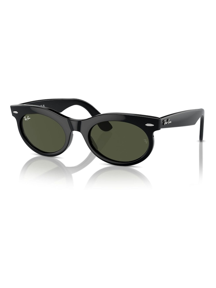 Rayban Wayfarer Oval Rb2242 Oval Black Sunglasses - Image 5 of 8