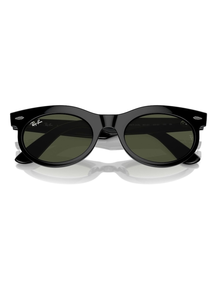 Rayban Wayfarer Oval Rb2242 Oval Black Sunglasses - Image 8 of 8