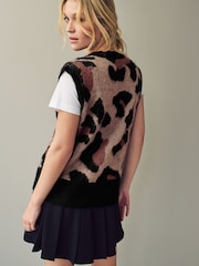 Leopard Button Front Knitted Tank Top - Image 4 of 8