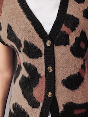 Leopard Button Front Knitted Tank Top - Image 5 of 8