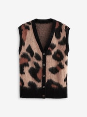 Leopard Button Front Knitted Tank Top - Image 6 of 8