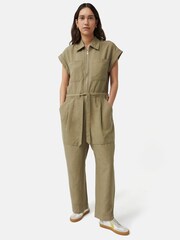 Jigsaw Linen Zip Front Jumpsuit - Image 1 of 5