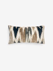 Navy Blue Zig Zag Cut Velvet Cushion - Image 3 of 5
