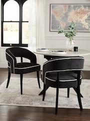 Set of 2 Soft Velvet Black Remi Black Leg Dining Chairs - Image 1 of 9