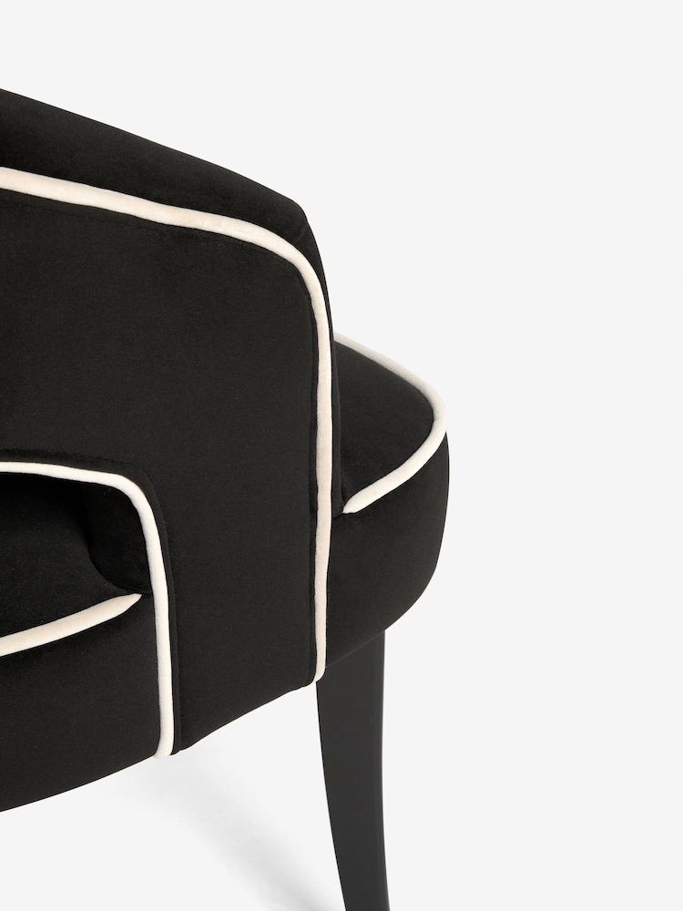 Set of 2 Soft Velvet Black Remi Black Leg Dining Chairs - Image 9 of 9