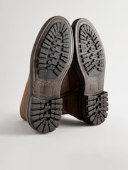 Khaki Green Brogue Zip Up Boots - Image 4 of 6