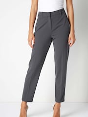 Roman Grey Short Straight Leg Stretch Trousers - Image 1 of 4