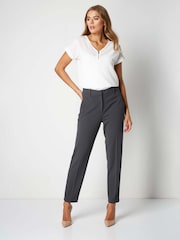 Roman Grey Short Straight Leg Stretch Trousers - Image 3 of 4