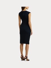 Lauren Ralph Lauren Navy Kehlani Asymmetrical Neckline Midi Dress - Image 6 of 9