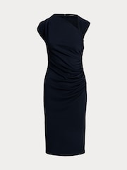 Lauren Ralph Lauren Navy Kehlani Asymmetrical Neckline Midi Dress - Image 9 of 9
