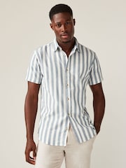 JACK & JONES Blue Printed Short Sleeve Summer Shirt - Image 1 of 4