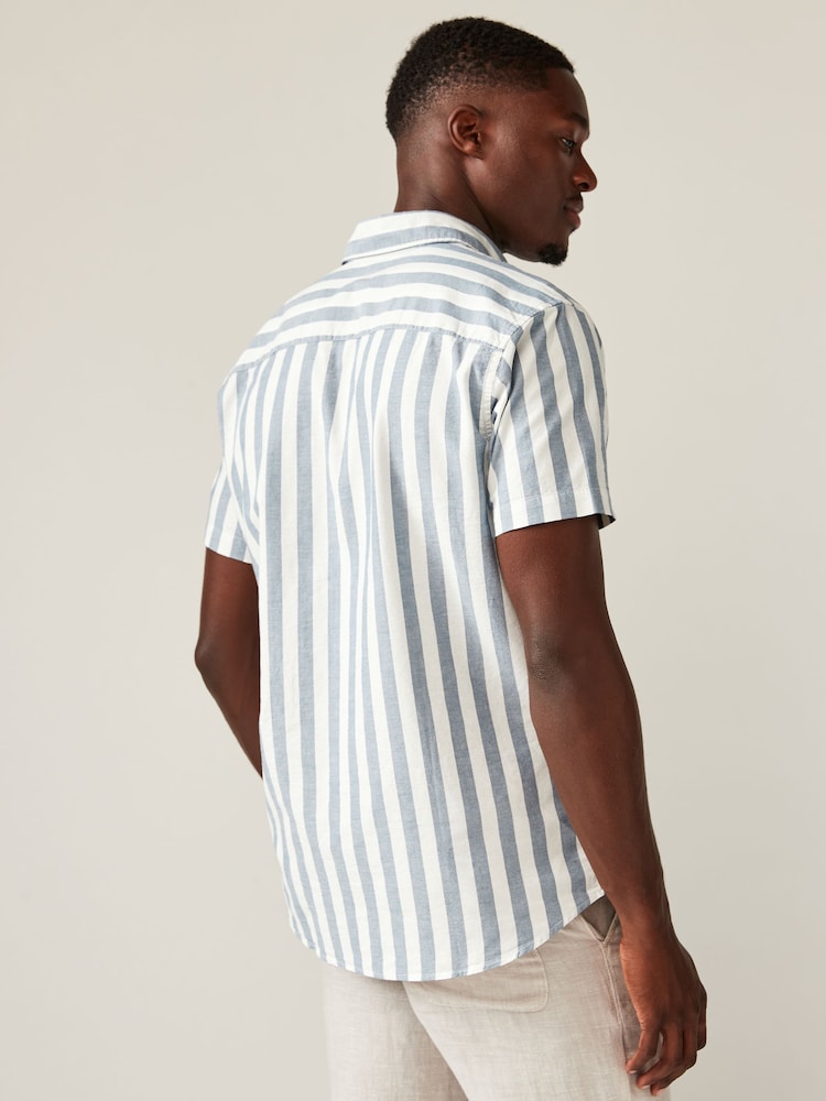 JACK & JONES Blue Printed Short Sleeve Summer Shirt - Image 2 of 4 JACK & JONES Blue Printed Short Sleeve Summer Shirt - Image 2 of 4