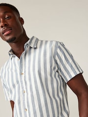 JACK & JONES Blue Printed Short Sleeve Summer Shirt - Image 3 of 4