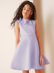Lipsy Purple Corsage Scuba Occasion Dress (5-16yrs) - Image 1 of 4