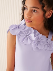 Lipsy Purple Corsage Scuba Occasion Dress (5-16yrs) - Image 2 of 4