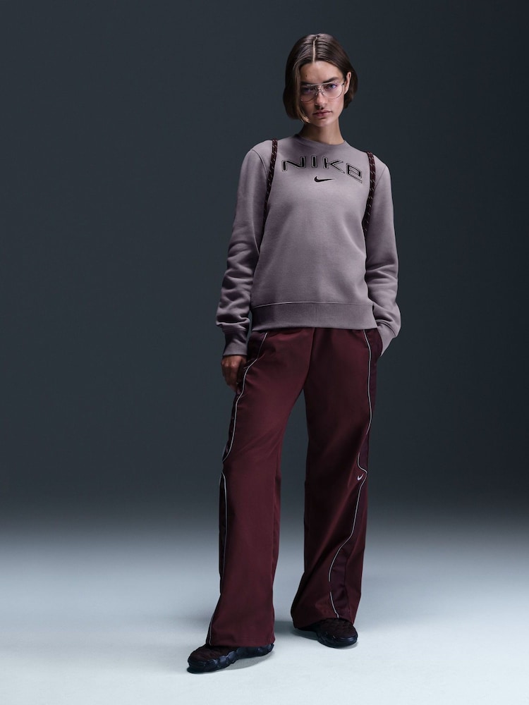 Nike Lilac Purple Phoenix Fleece Standard Varsity Logo Crew-Neck Sweatshirt - Image 1 of 5
