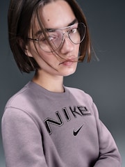 Nike Lilac Purple Phoenix Fleece Standard Varsity Logo Crew-Neck Sweatshirt - Image 4 of 5