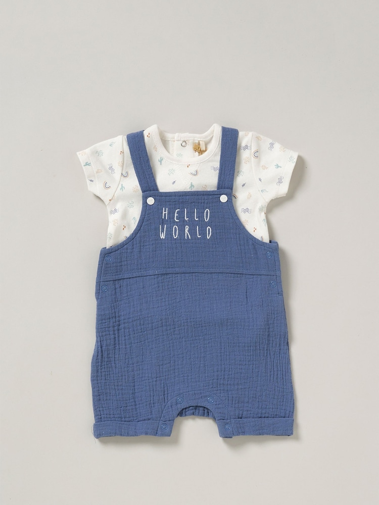 Homegrown Blue Dungaree Outfit Set - Image 1 of 5