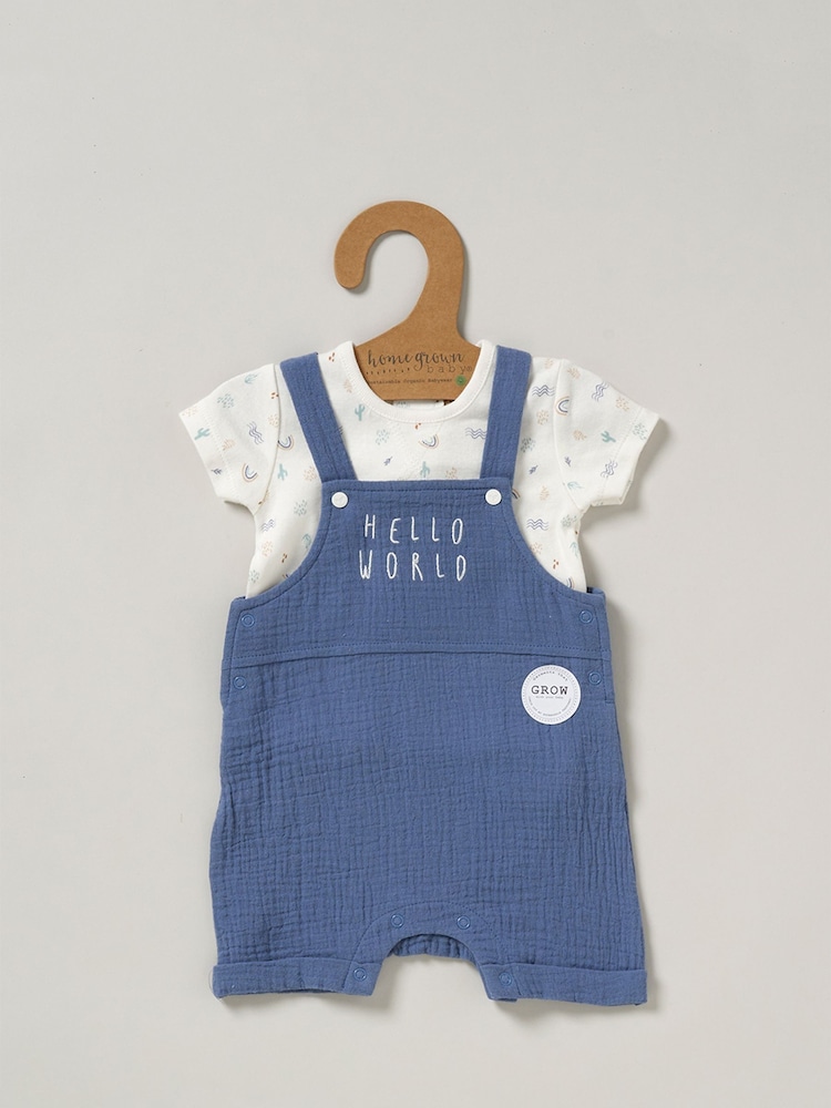 Homegrown Blue Dungaree Outfit Set - Image 2 of 5