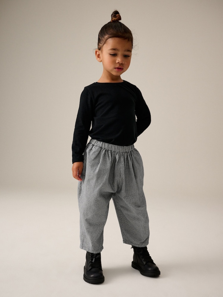 Black/White 100% Cotton Check Trousers (3mths-7yrs) - Image 1 of 7