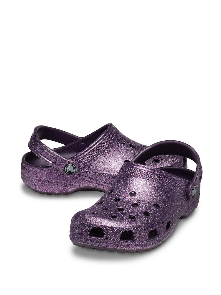 Crocs Purple Classic Toddler Glitter Clogs - Image 2 of 6