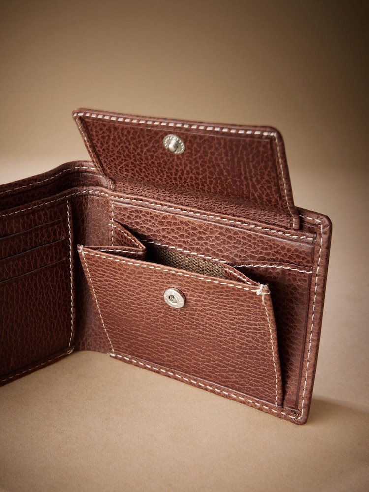 Tan Brown Signature Contrast Stitch Leather Wallet - Image 4 of 5