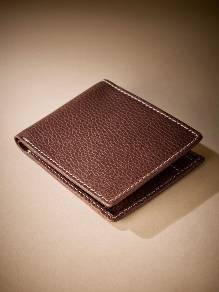 Tan Brown Signature Contrast Stitch Leather Wallet - Image 5 of 5