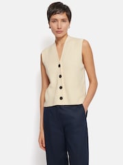 Jigsaw Cream Cotton Blend Waistcoat - Image 1 of 6