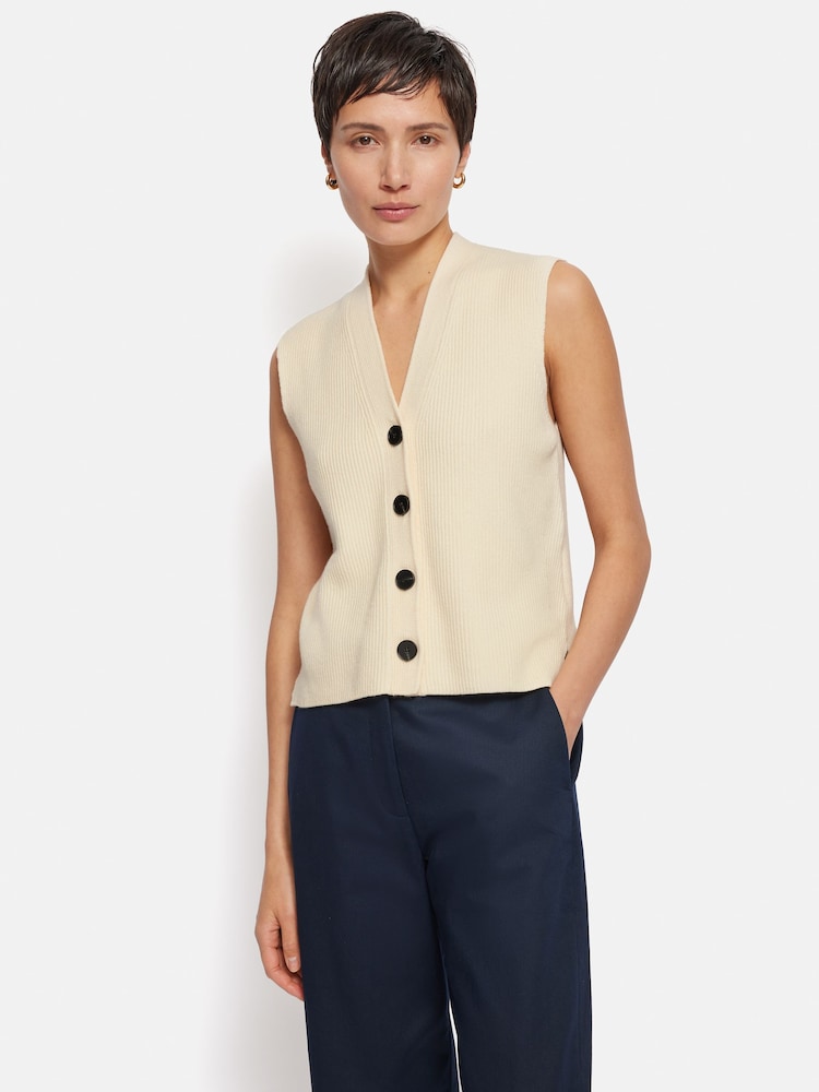 Jigsaw Cream Cotton Blend Waistcoat - Image 1 of 6