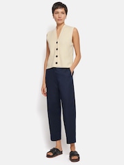 Jigsaw Cream Cotton Blend Waistcoat - Image 3 of 6