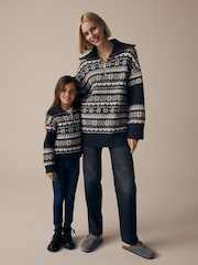 Black/White Matching Family Womens Christmas Fairisle Pattern Jumper - Image 2 of 13
