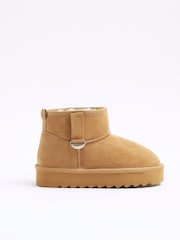 River Island Brown Girls Faux Fur Lined Boots - Image 1 of 4