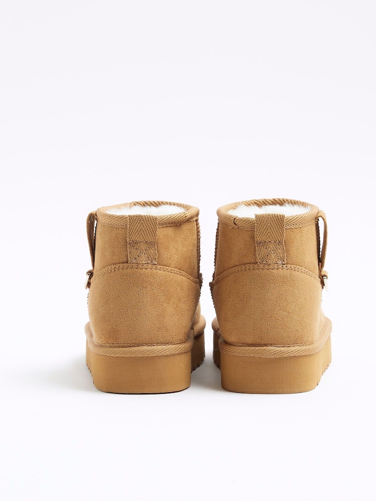 River Island Brown Girls Faux Fur Lined Boots - Image 2 of 4