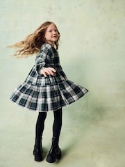 Green Check Long Sleeve Tiered 100% Cotton Dress (3-16yrs) - Image 2 of 7